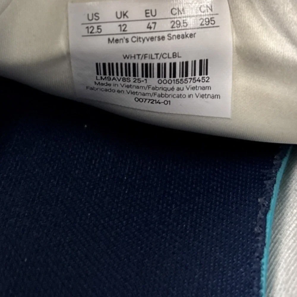 Lululemon Mens Cityverse Sneaker 12.5 White Navy Leather Gum Sole LM9AV8S
